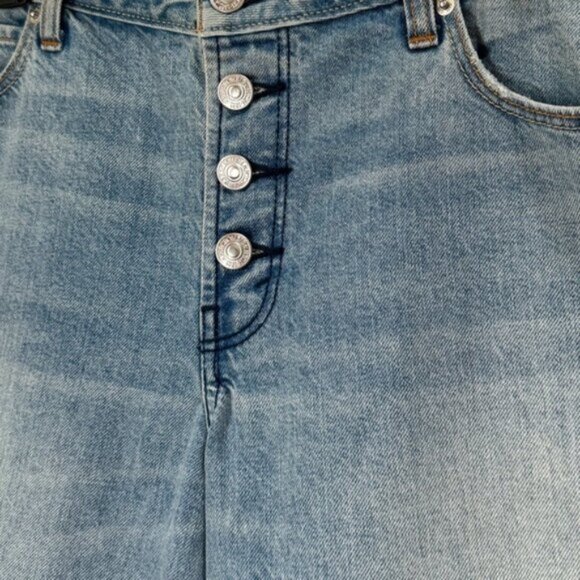 A&Fitch Cropped Stovepipe Wide Leg Crop High Rise Raw Edge Jeans Ombre Denim 31 - Picture 8 of 16